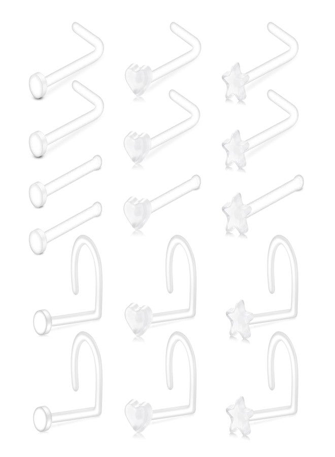 AVYRING Clear nose Piercing Jewelry Clear Nose Rings for Work Mix Shaped Plastic Heart nose studs Star Nose Piercing Retainers - Image 1